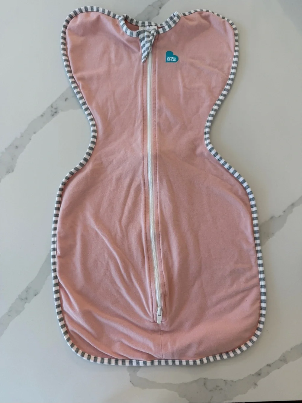 Love to Dream Pink Swaddle Sleep Sack with Striped Trim